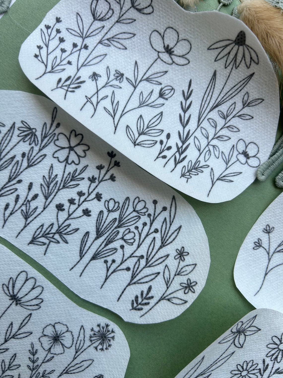Wildflower Hand Embroidery Pattern, Stick and Stitch Transfer, Peel and ...