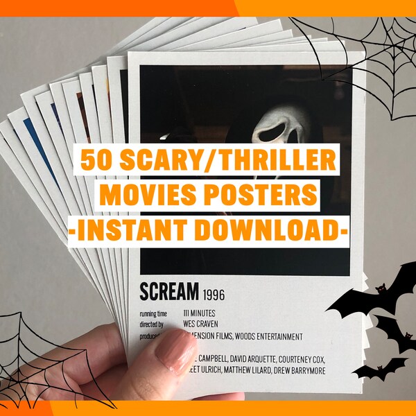 50 PCS Halloween Horror Movie Postal Imprimir INSTANTÁNEA DIGITAL Descargar Minimalista Movie Poster Cult Movie Vintage Retro Print Custom Poster