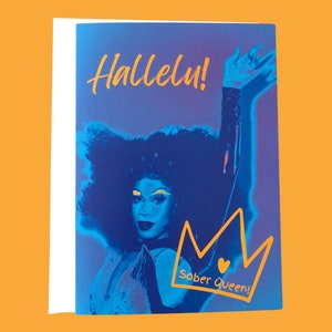 Cartão de recuperação da rainha sóbria Hallelu!