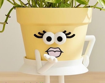 Cute Face Planter with Plant Included & Drainage – Special Someone Gift - Houseplant Pot - Gift for Plant Lovers  – Pot Girl “Hey, You..”