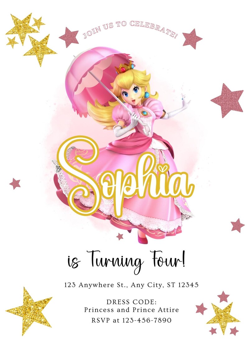 Princess Peach Birthday Card - Digital Download - Cute Peach Inspired ...