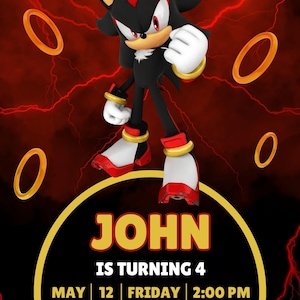 Carte d'anniversaire imprimable Shadow the Hedgehog - téléchargement numérique Sonic Gamer, voeux de fête d'enfants 5 × 7, cadeau Sonic instantané