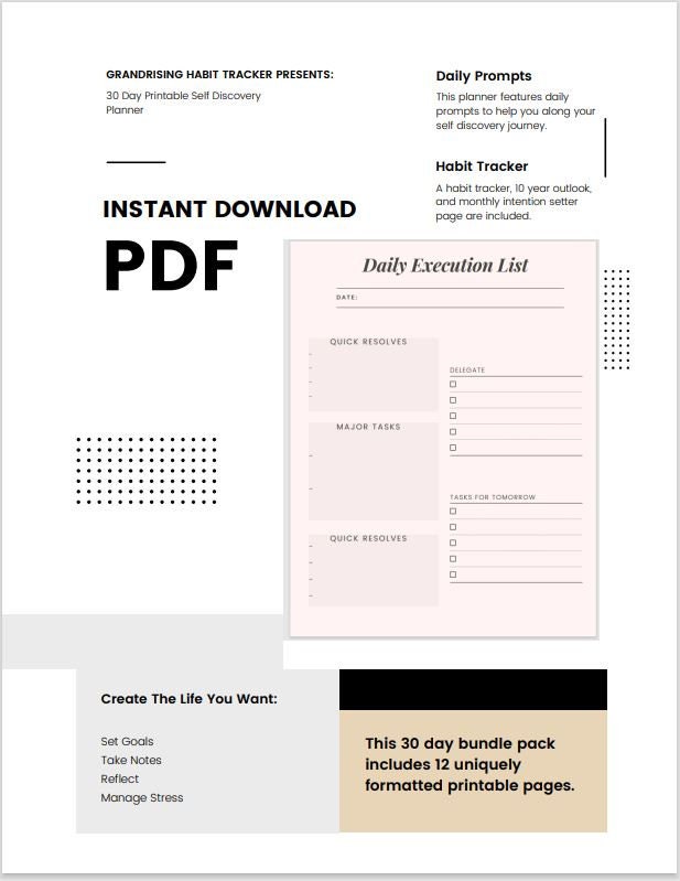 30 Day Printable Self Discovery Planner - Etsy
