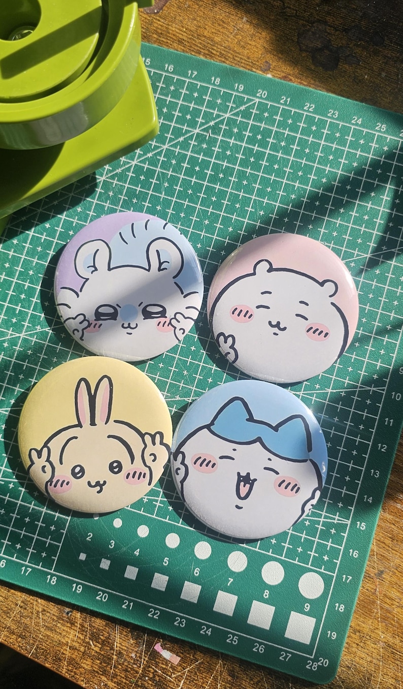 Chiikawa & Friends Button Pins | Kawaii Character Buttons 2.25 Inch - Etsy