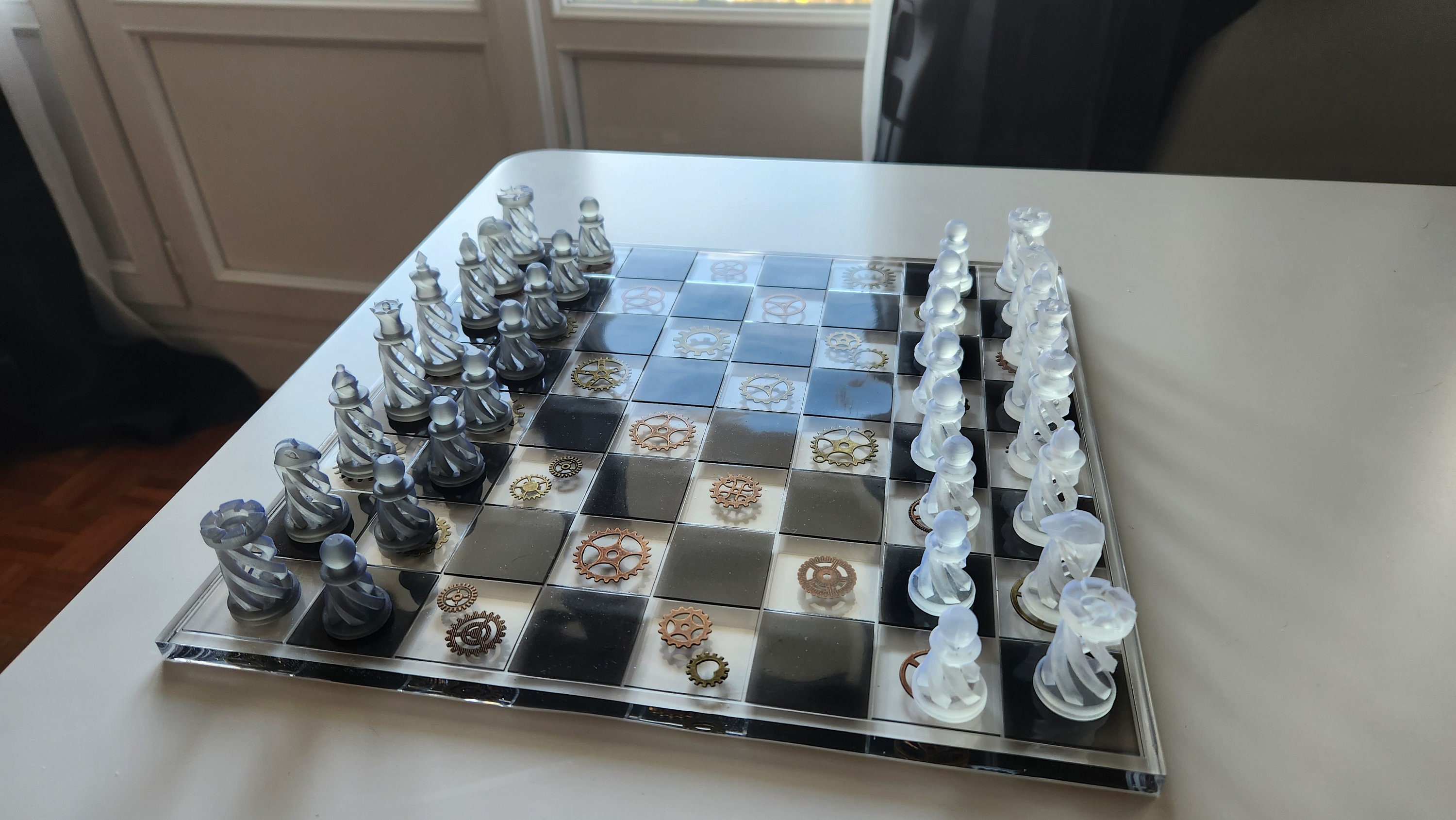 QUSENLON Chess Set with Checkers Board Silicone Resin Mold Full