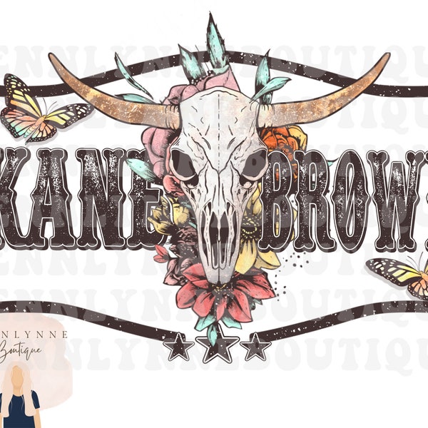 K*ane Brown DTF & Sublimation Transfers, Country Music Transfer, KB Skull Shirt Designs Nashville Western Butterfly Concert Shirt Design