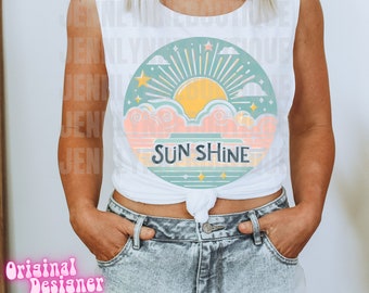 Sunshine Png, Sun and Clouds, Retro, Groovy, Sunshine Junkie, Summer Vibes, Here Comes the Sun, Pastel Spring Designs, Beach, Catching Waves