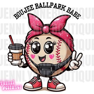 Baseball Png, Boujee Ballpark Babe, Baseball Print, Coffee, Fanny Pack, Sports, Game Day Pink Bandana Cartoon, Mom Life, Sister, Sublimation
