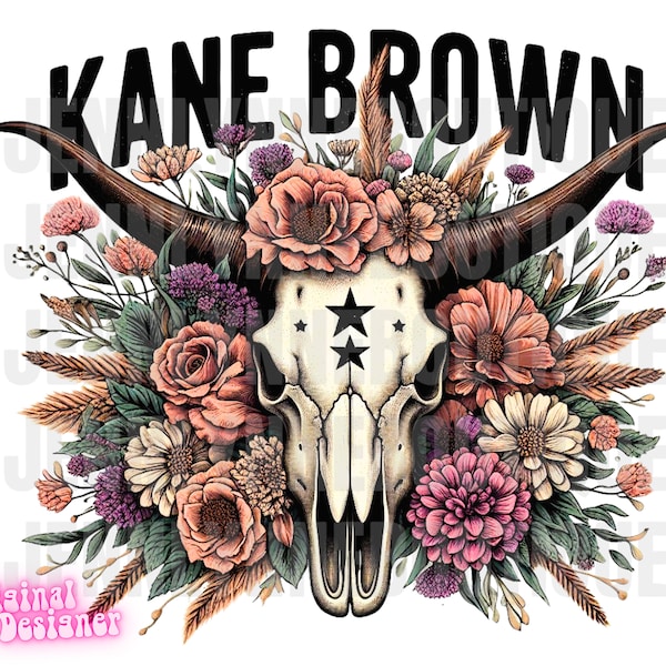 KB PNG, Longhorn Bull Skull Png, Mountain Scene, Floral, Western, Bullhead, Cowboy, Country Music, Nashville, In The Air Tour K*ANE Brown