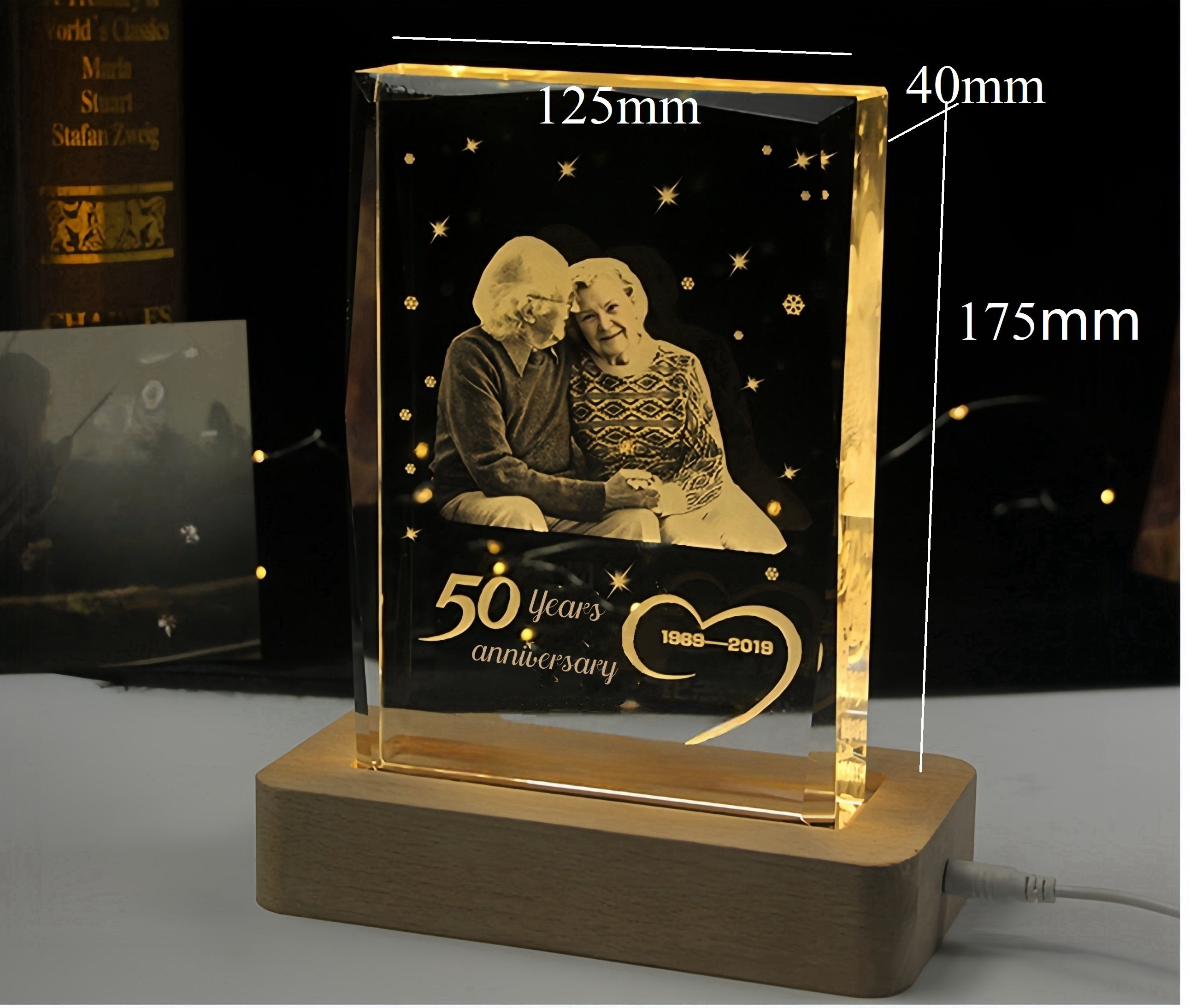 Custom Personalized 3D Laser Engraved Photo Picture Crystal LED Light ...