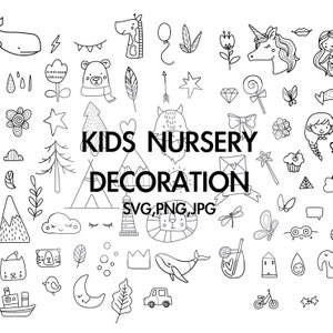 20+ Bundle Adorable Nursery Prints Bundle: High-Resolution PNG, and SVG , EPS Wall Art for Kids Room Decor Digital Printables