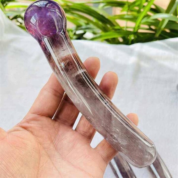 Big 18 cm Amethyst Gemstone Crystal Massage Wand crystals pink reiki ceremony healing stone self care love yoni dildo sex toy vulva vagina