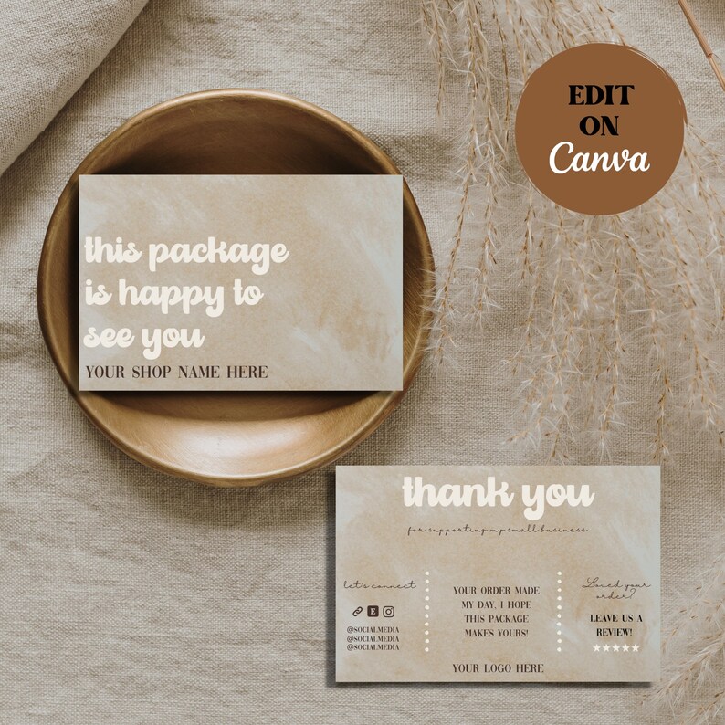 NEUTRAL EDITABLE Thank You Card Business Template Small Business ...