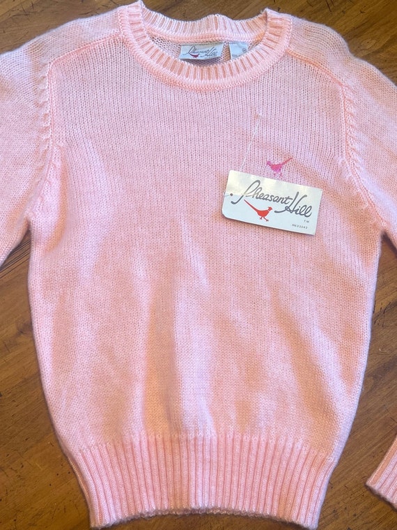1970s vintage deadstock Pheasant Hill pink acrylic crewneck sweater