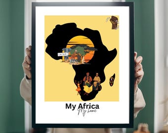 African Safari Map Art Print: Cultural Home Decor (Digital Download)
