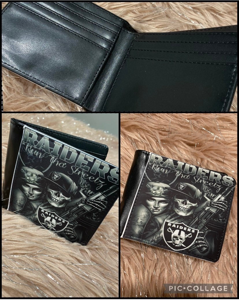 NFL Las Vegas Raiders Laser Engraved Brown Tri-Fold Wallet - Men's Acc