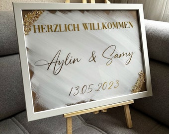 Personalisiertes Willkommensschild Hochzeit / Empfangstafel Ständer/ Verlobung / Söz dekorasyon / Standesamt / Wedding decorations