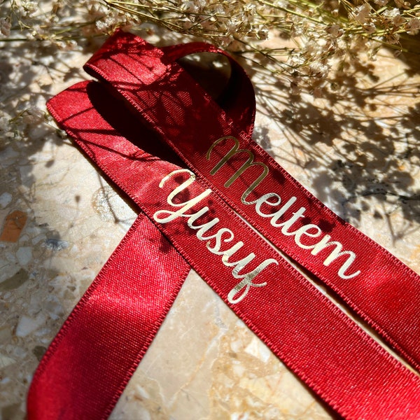 Personalized Ring Band / Velcro - Söz/Nisan Kurdelesi | wedding | engagement | Kiz isteme | Söz Band | Dügün | satin ribbon