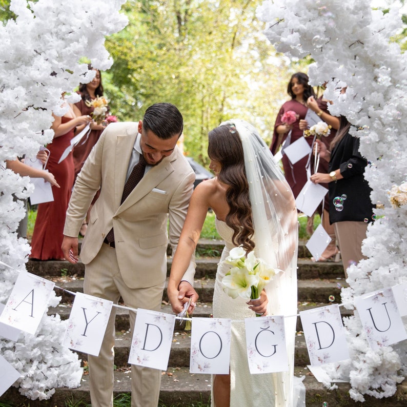 Personalisierte Girlande für Standesamt Hochzeit inkl. Band Wimpelkette zum durchschneiden Deko für Verlobung und Trauung Nikah süsü imagem 4