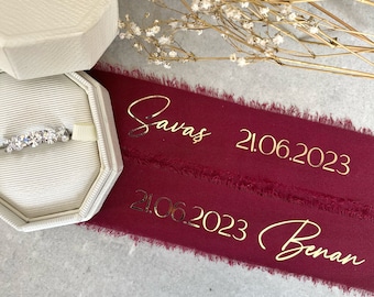 Chiffon Ring Band with Personalization and Velcro - Söz/Nisan Kurdelesi | wedding | engagement | Kiz isteme | Dügün | istems