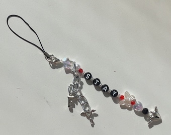 Red/Black Personalized Kpop Charm, Light Stick Charm, Keychain, Phone Lanyard (Customizable)