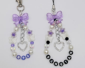Purple kpop keychain, phone charm, photocard binder charm (CUSTOMIZABLE)
