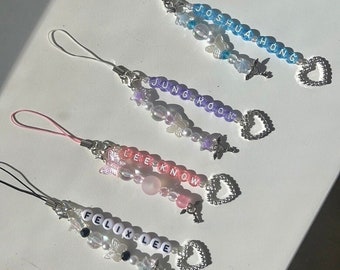 Customizable Kpop Photocard Binder Charm, Beaded Keychain, Phone Lanyard