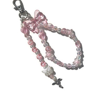 pink k-pop beaded bias charm / keychains / phone lanyard (customizable)