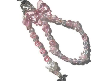 pink k-pop beaded bias charm / keychains / phone lanyard (customizable)