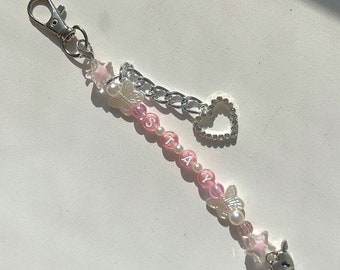 Pink Kpop Charm Keychain, Personalized Phone Lanyard
