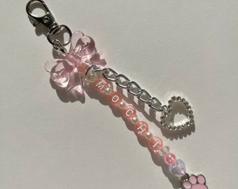Custom Pet Beaded Charm, Personalized Name Keychain, Pet Memorial