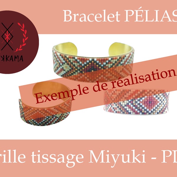 Weaving grid, bracelet, Miyuki, pattern, loom, PDF, diagram