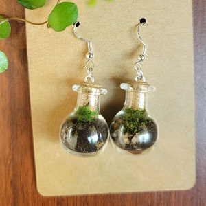 Tiny Terrarium Earrings, Terrarium Earrings, Earrings, Moss Terrarium Earrings, Moss Earrings
