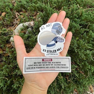 Do Not Feed The Machine Sticker: Anti-AI Glossy Waterproof Die Cut