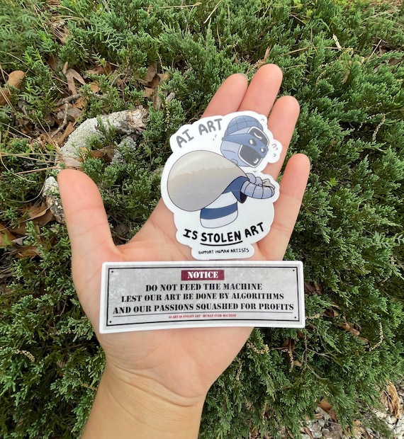 Do Not Feed The Machine Sticker: Anti-AI Glossy Waterproof Die Cut