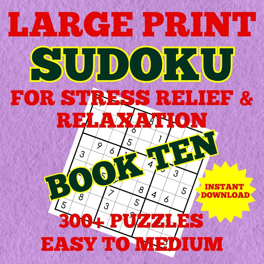 Large Print Sudoku Puzzles for Stress Relief and Relaxation/book Ten ...