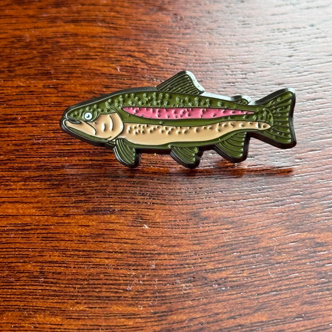 Rainbow Trout Fish Soft Enamel Pin Size 1.5