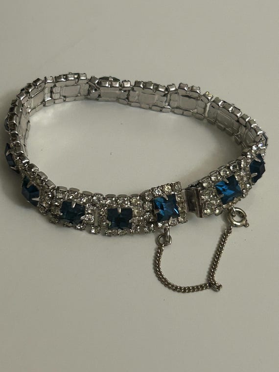 Vintage Kramer of New York Rhinestone Bracelet , Blue and