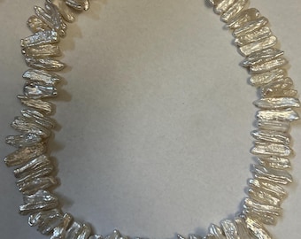 vintage keshi or biwa baroque stick pearl necklace 18 inches