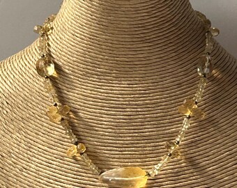 vintage sterling silver and citrine bead necklace