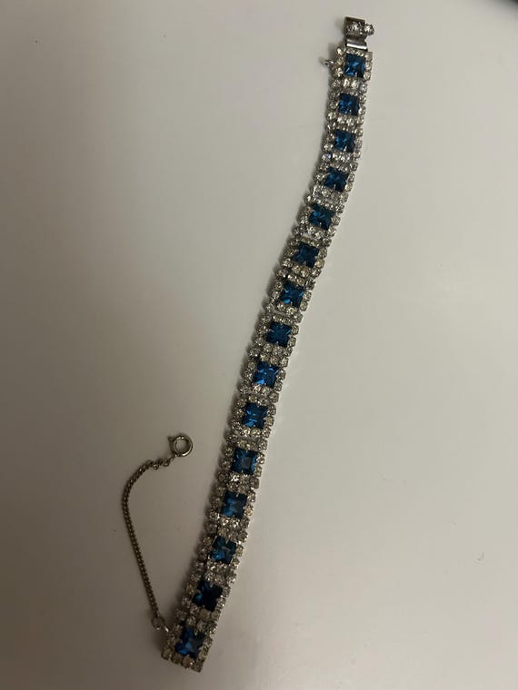 Vintage Kramer of New York Rhinestone Bracelet , Blue and