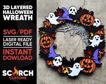 3D Halloween Wreath Digital Cut File - SVG/PDF