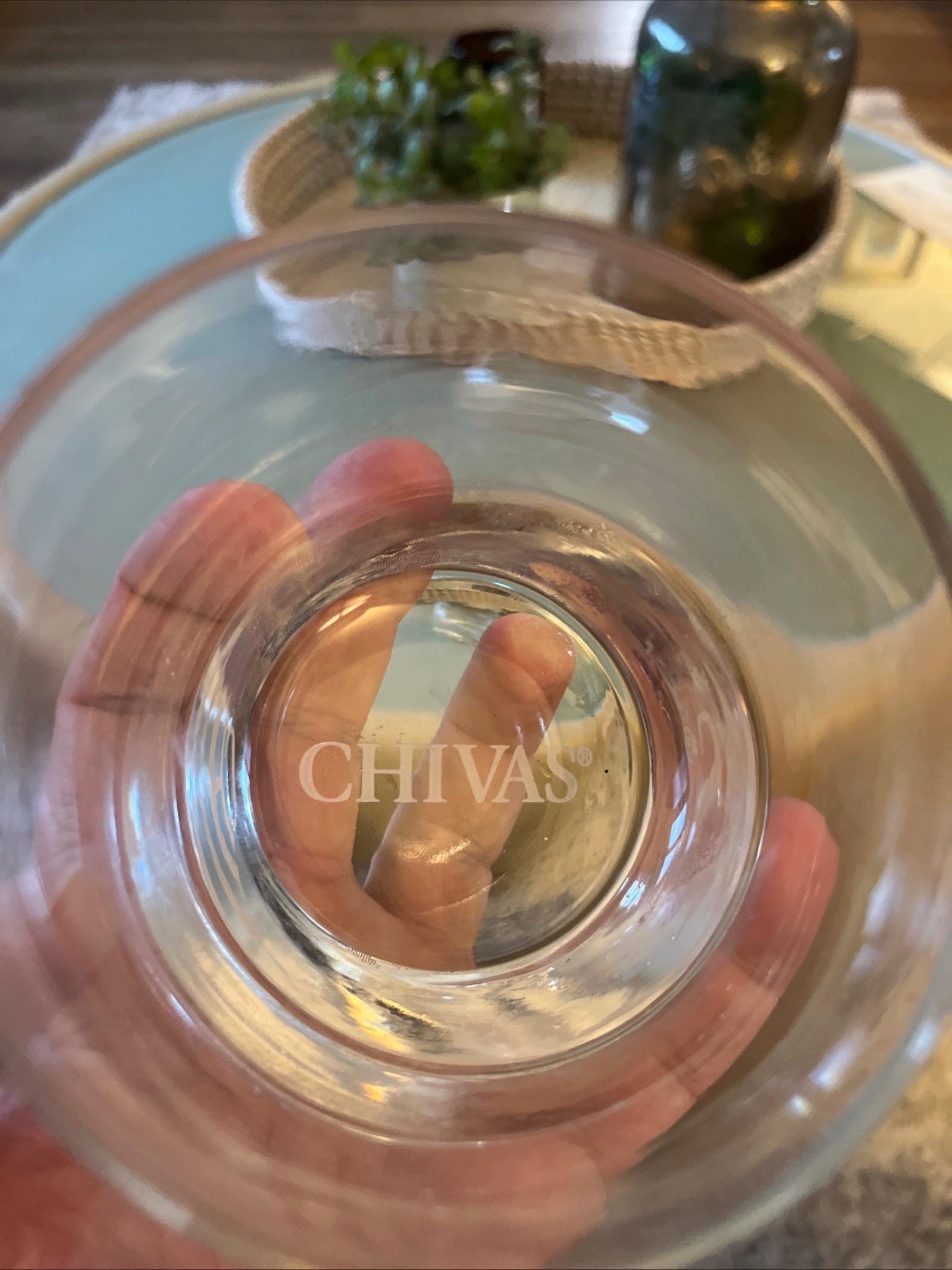 Chivas Regal Slanted Tilted Leaning Bottom Etched Glass Lowball Rocks ...