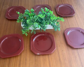 6 MIKASA English Chintz Cinnabar Salad Plates 6101 Cinebar . Please Read, free shipping