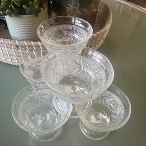 Set Of 6 Anchor Hocking Sandwich Clear  Champagne/ Sherbet Glass. free shipping