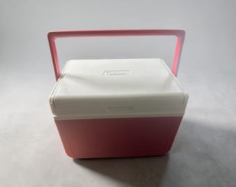 VTG Small Coleman Flip Lid Red Personal Mini Cooler 5205 5QT Lunch Box 6 Pack. Free shipping