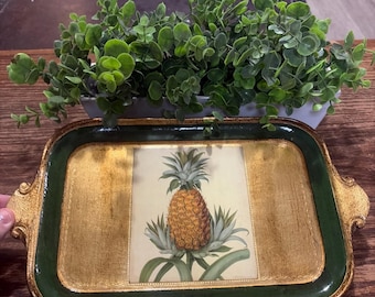 Vintage Venetian Florentine Wood Gold Gilt  Tray - Made in Italy 11” X 8”. Free shipping