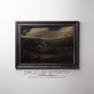 Death on a Pale Horse Painting | Vintage Moody Landscape Printable Wall Art | Dark Academia Aesthetic | Digital Download