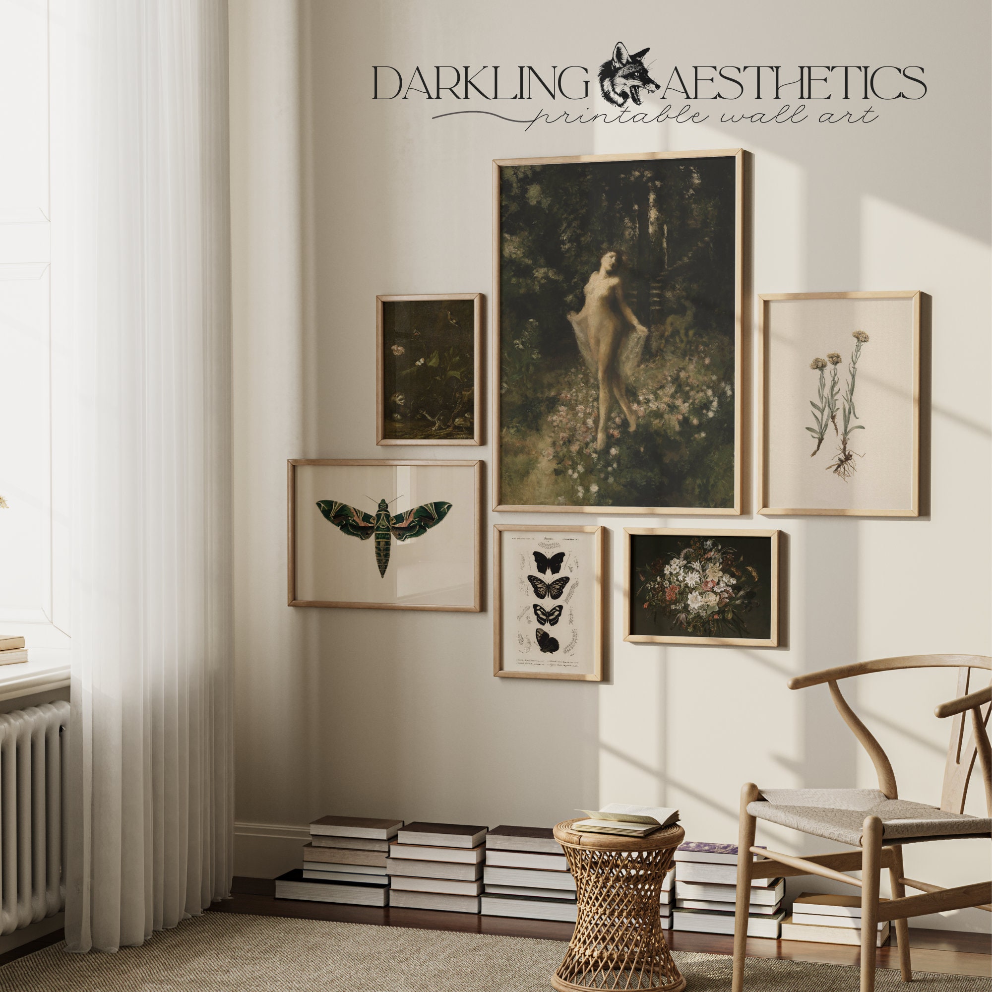 Set of 6 Cottagecore Prints | Vintage Moody Nature Dark Academia ...