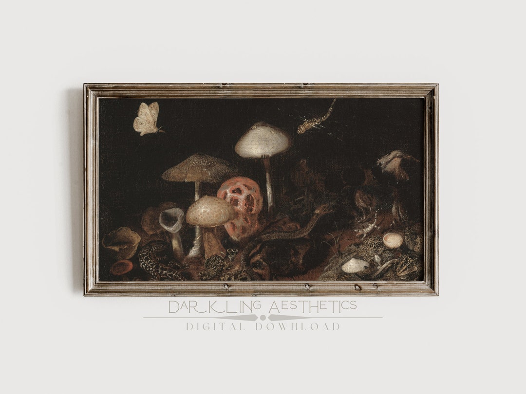Samsung Frame TV Art | Dark Forest Mushrooms Painting | Vintage Moody ...